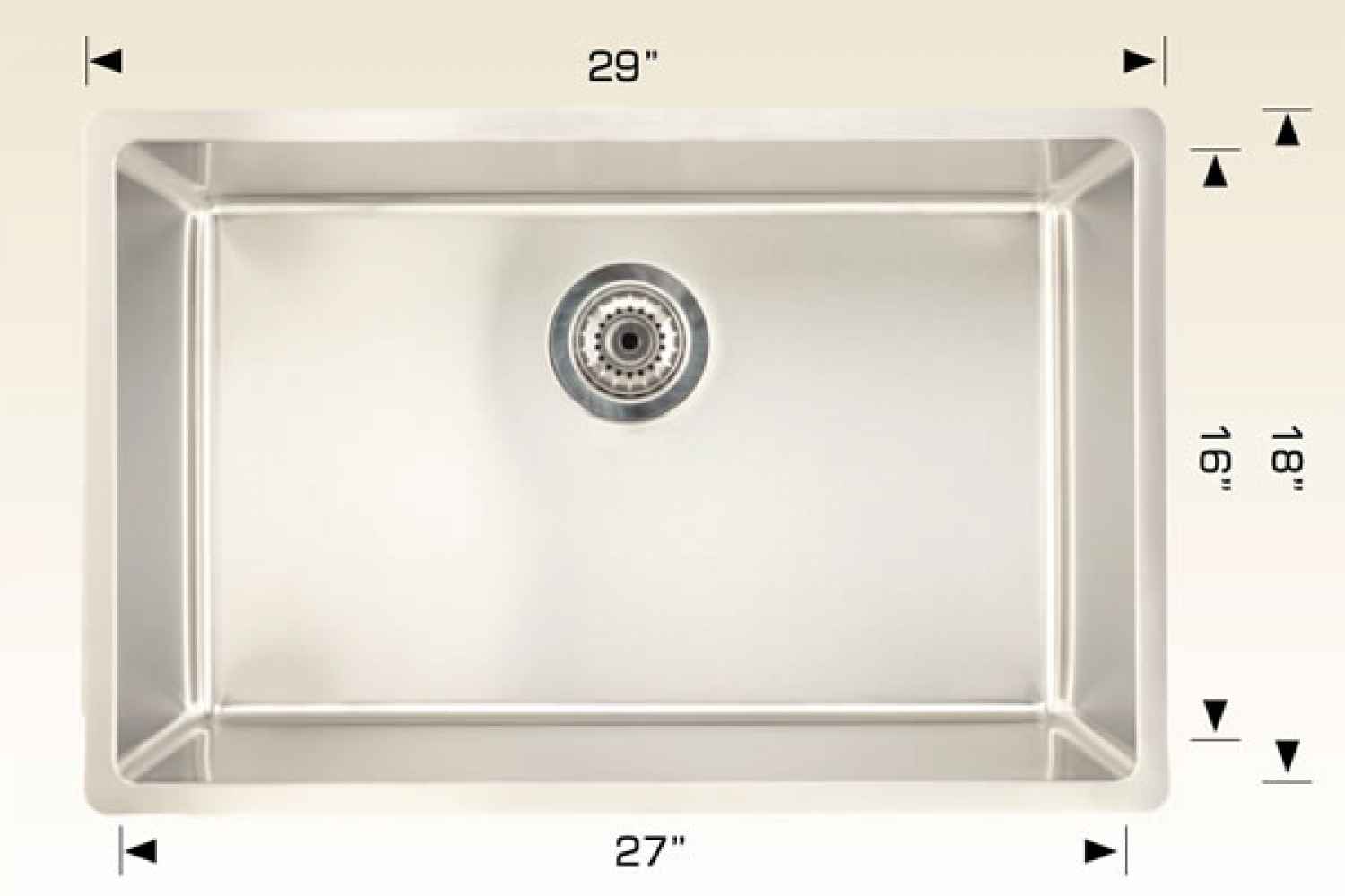 29-in. W CSA Approved Stainless Steel Kitchen Sink With 1 Bowl And 18 Gauge