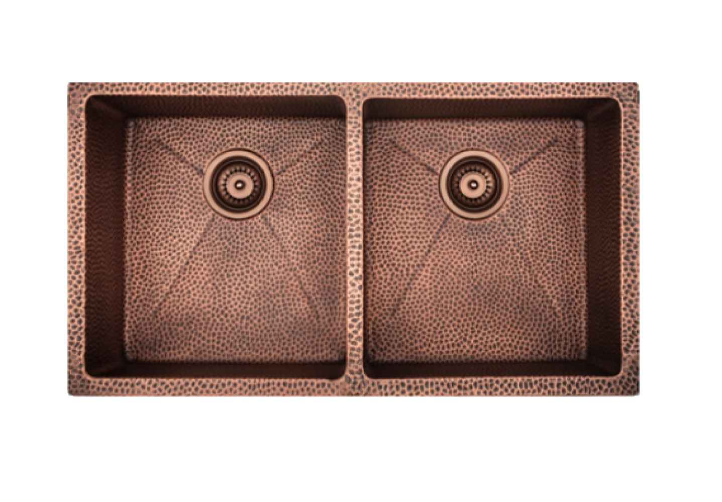 32-in. W CSA Approved Copper Kitchen Sink With 2 Bowl And 16 Gauge