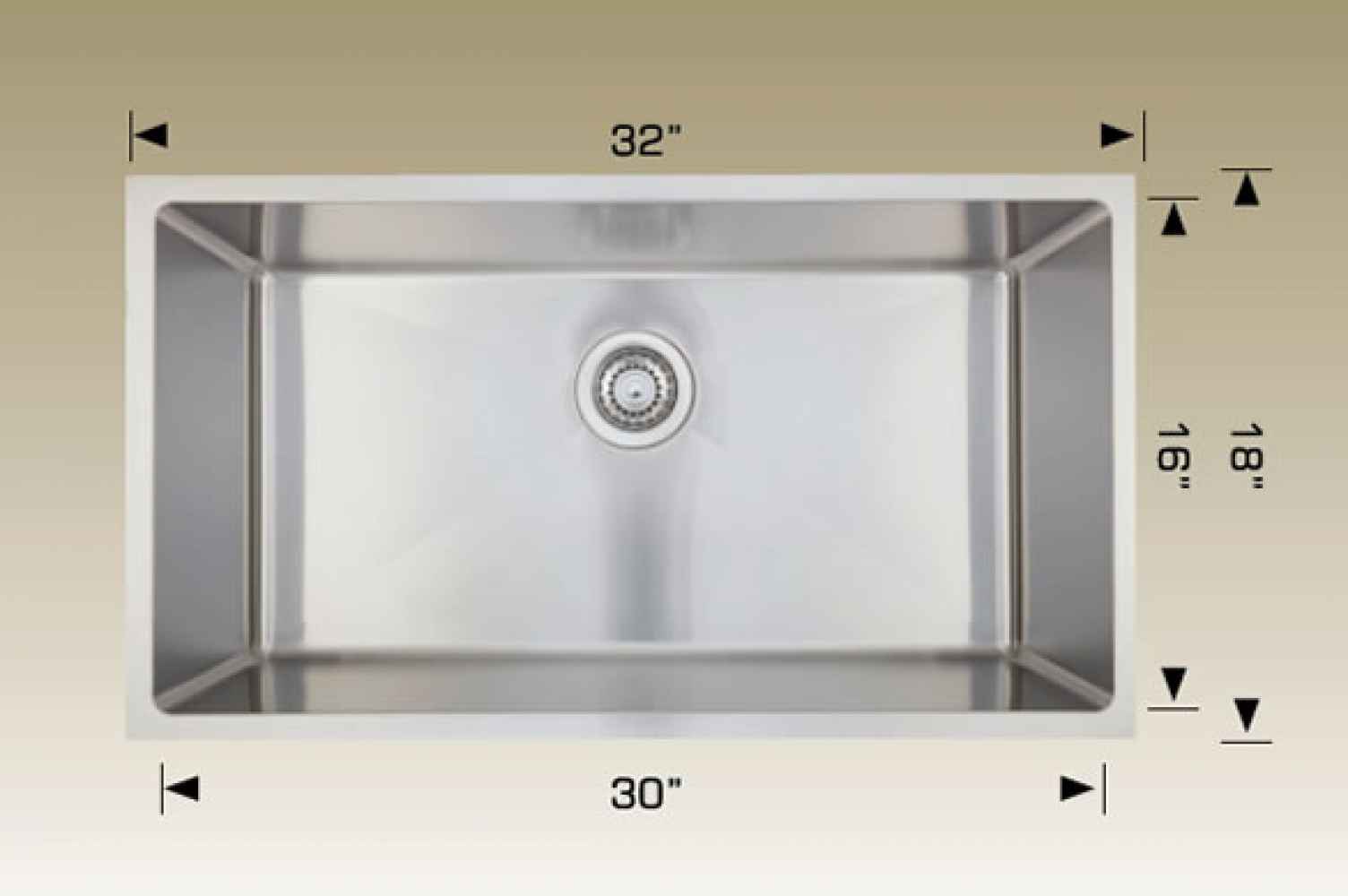 32-in. W CSA Approved Stainless Steel Kitchen Sink With 1 Bowl And 18 Gauge