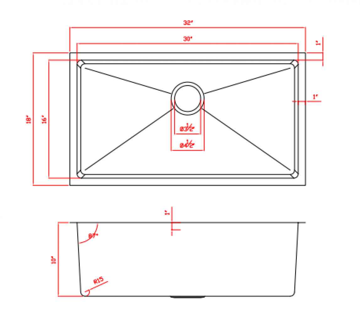 32-in. W CSA Approved Stainless Steel Kitchen Sink With 1 Bowl And 18 Gauge