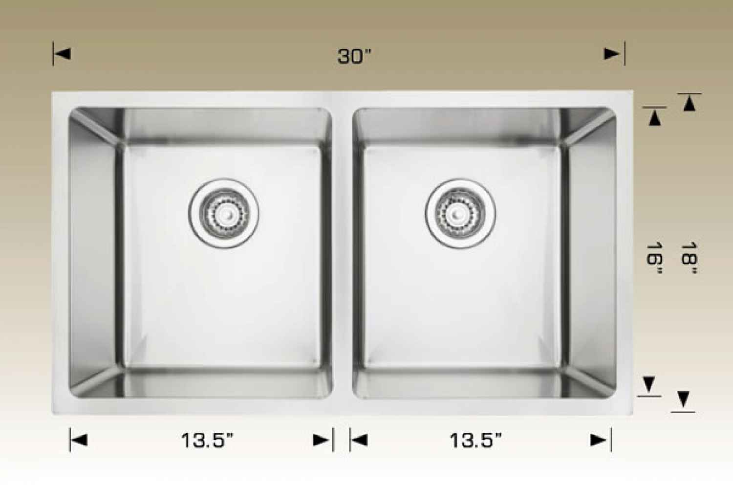 30-in. W Stainless Steel Kitchen Sink With 2 Bowl And 18 Gauge