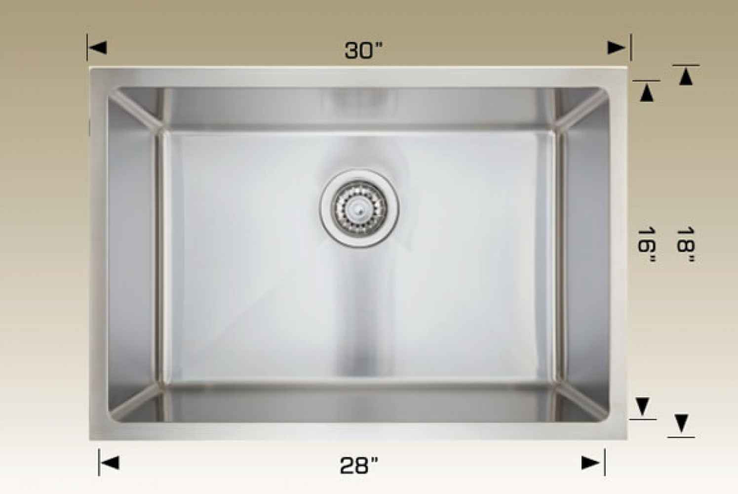 30-in. W CSA Approved Stainless Steel Kitchen Sink With 1 Bowl And 18 Gauge