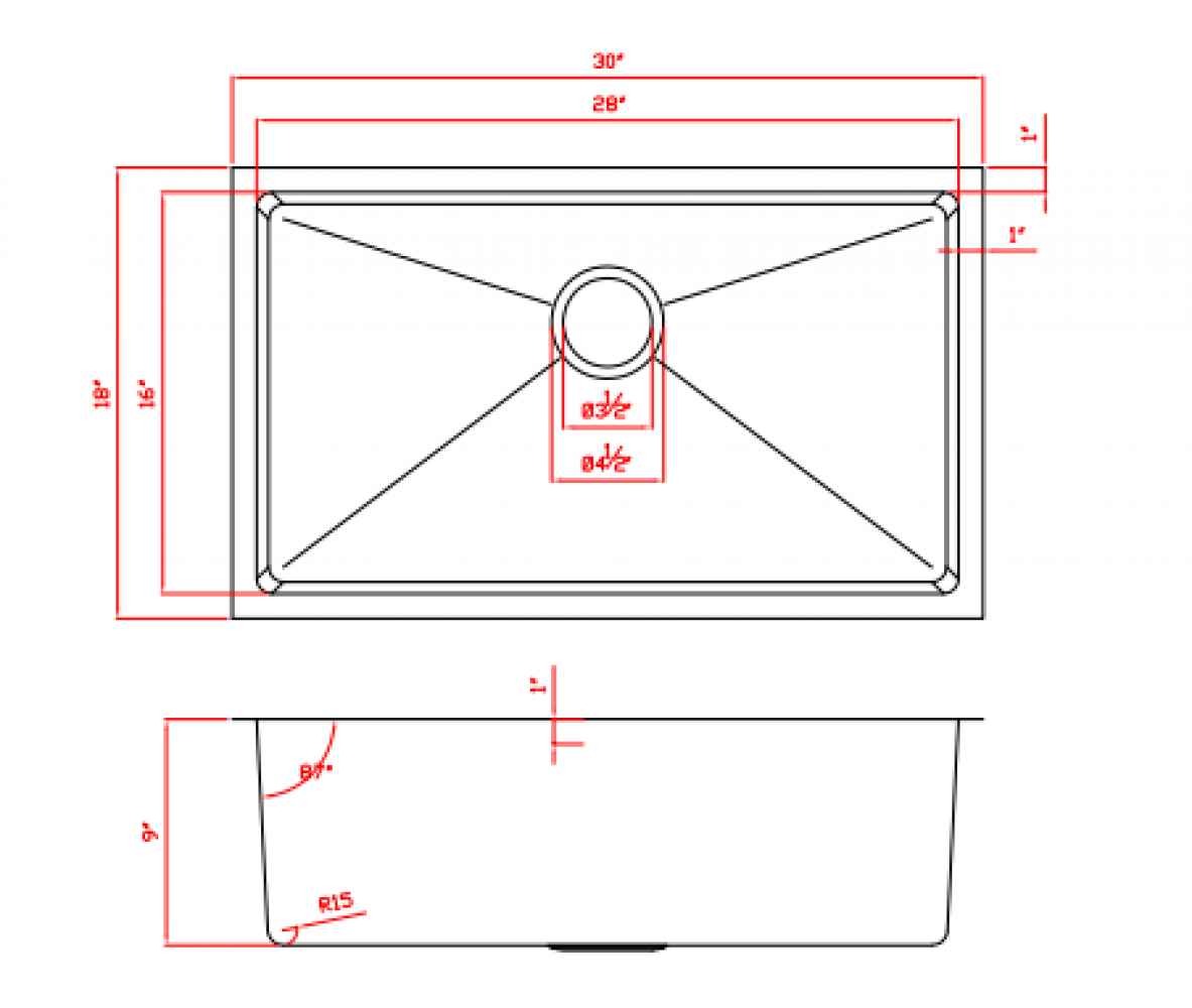 30-in. W CSA Approved Stainless Steel Kitchen Sink With 1 Bowl And 18 Gauge