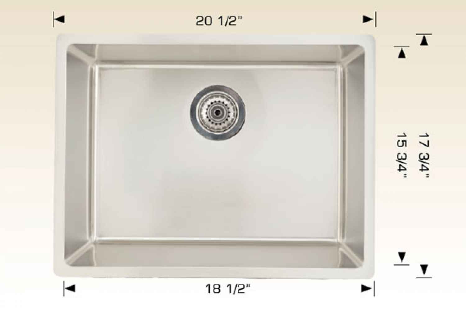20.5-in. W CSA Approved Stainless Steel Kitchen Sink With 1 Bowl And 18 Gauge