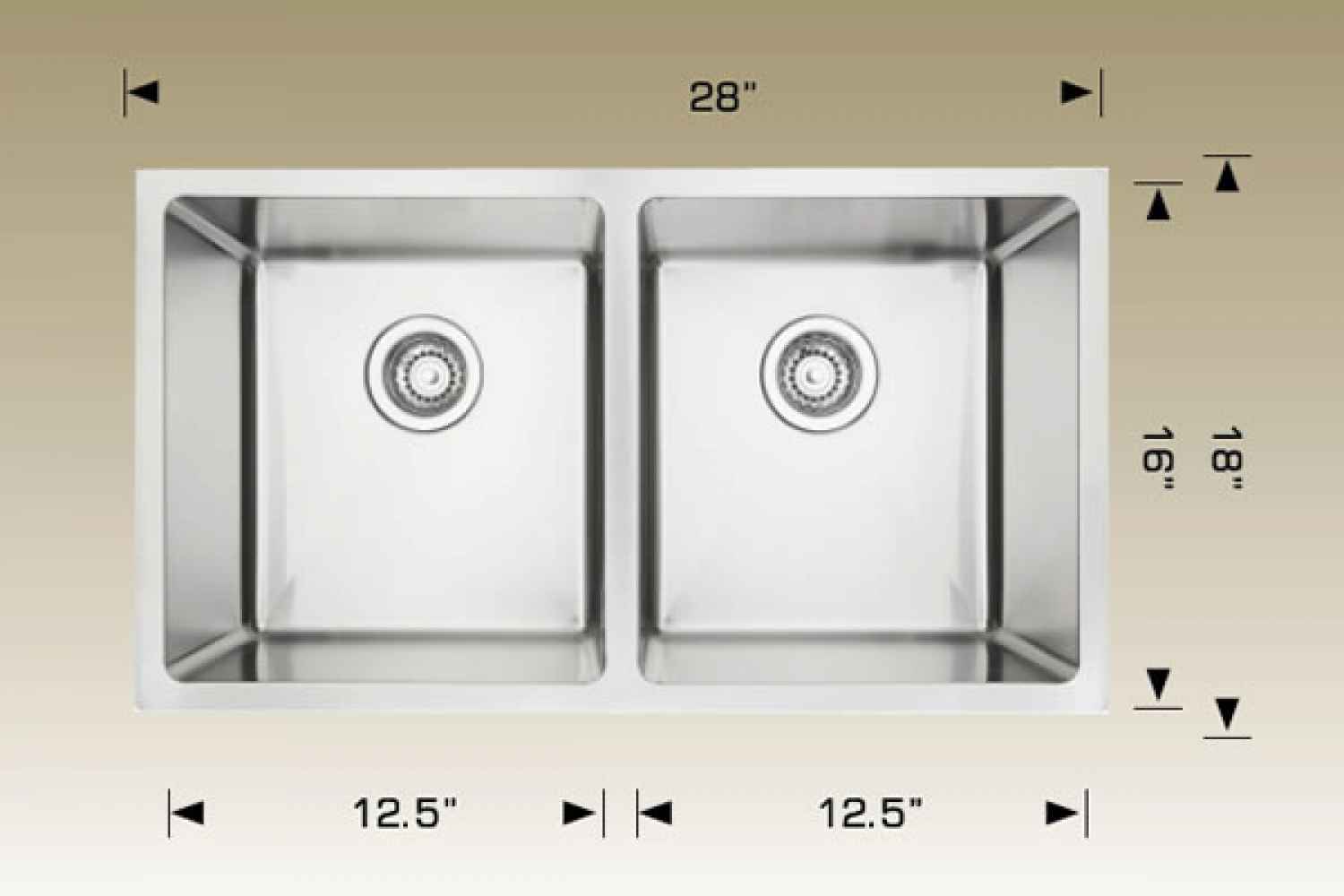 28-in. W CSA Approved Stainless Steel Kitchen Sink With 2 Bowl And 18 Gauge