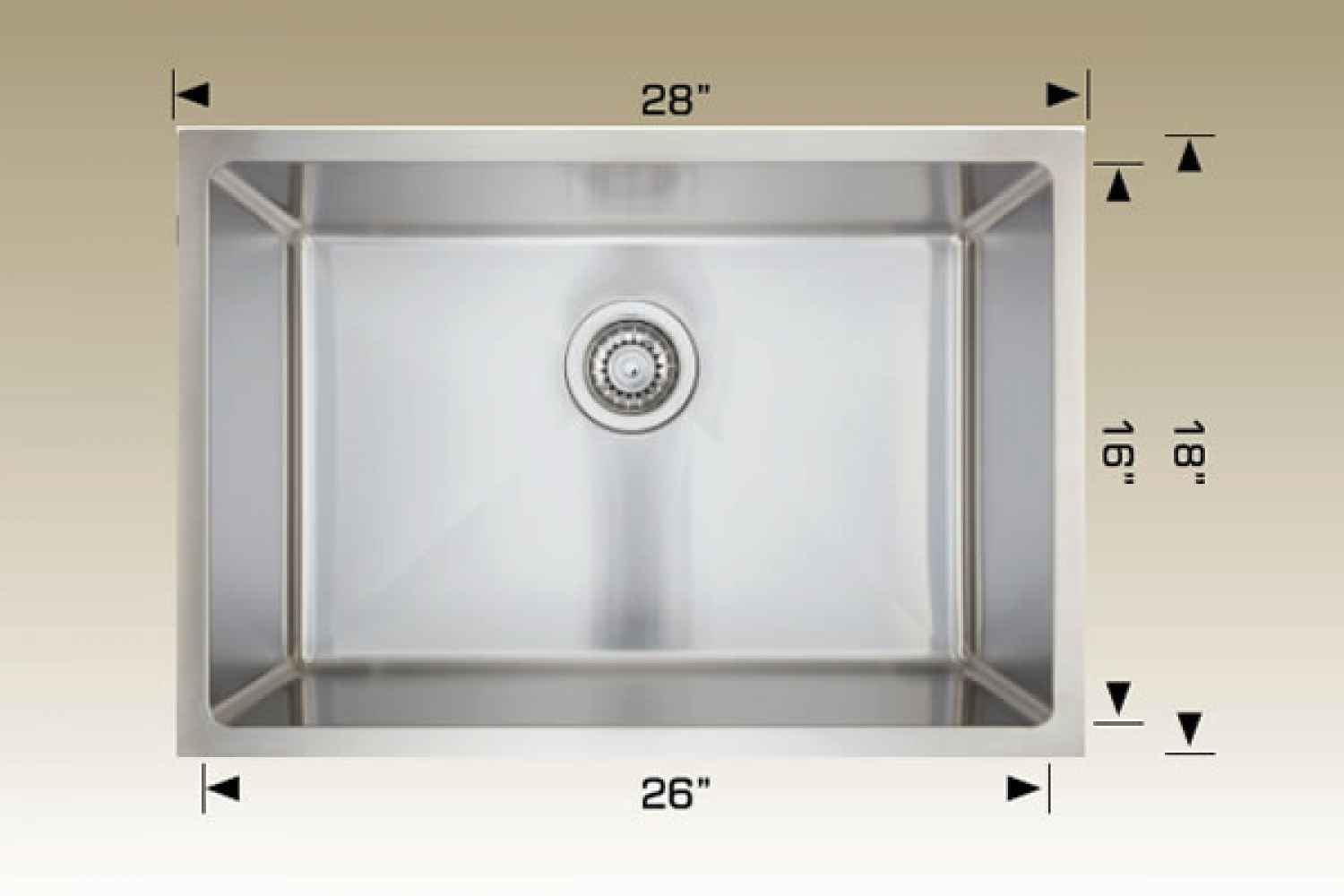 28-in. W Stainless Steel Kitchen Sink With 1 Bowl And 18 Gauge