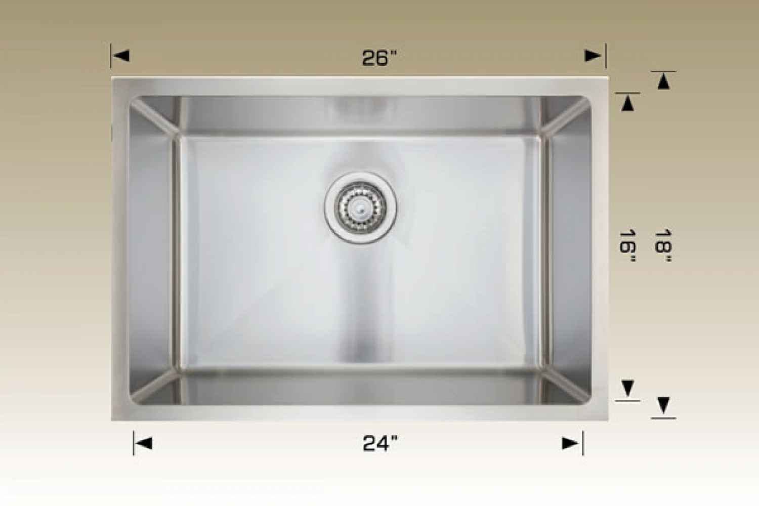 26-in. W Stainless Steel Kitchen Sink With 1 Bowl And 18 Gauge