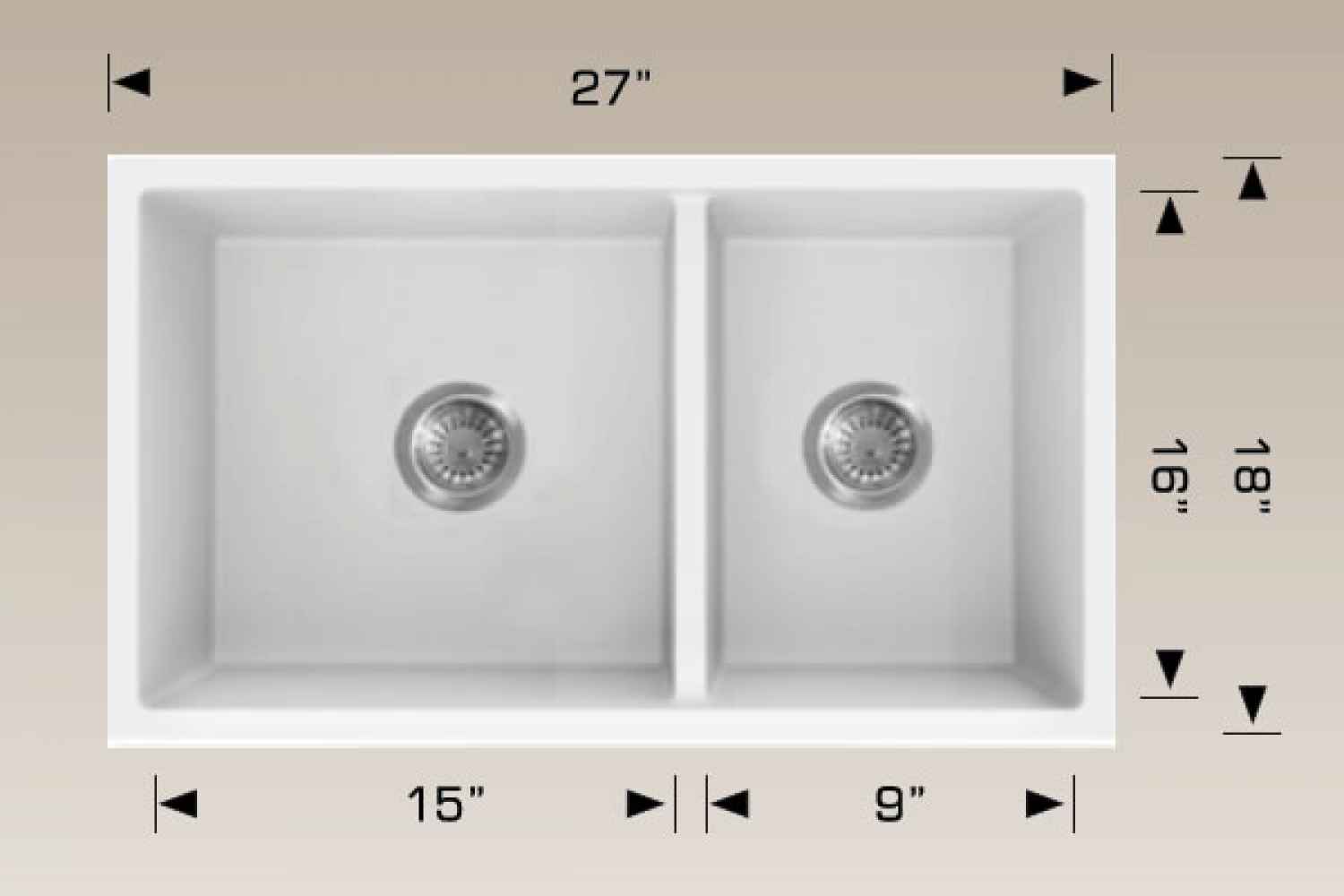 27-in. W White Granite Composite Kitchen Sink With 2 Bowl