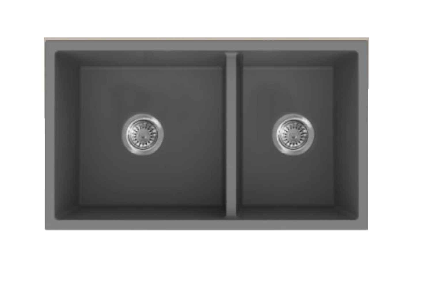 27-in. W Grey Granite Composite Kitchen Sink With 2 Bowl