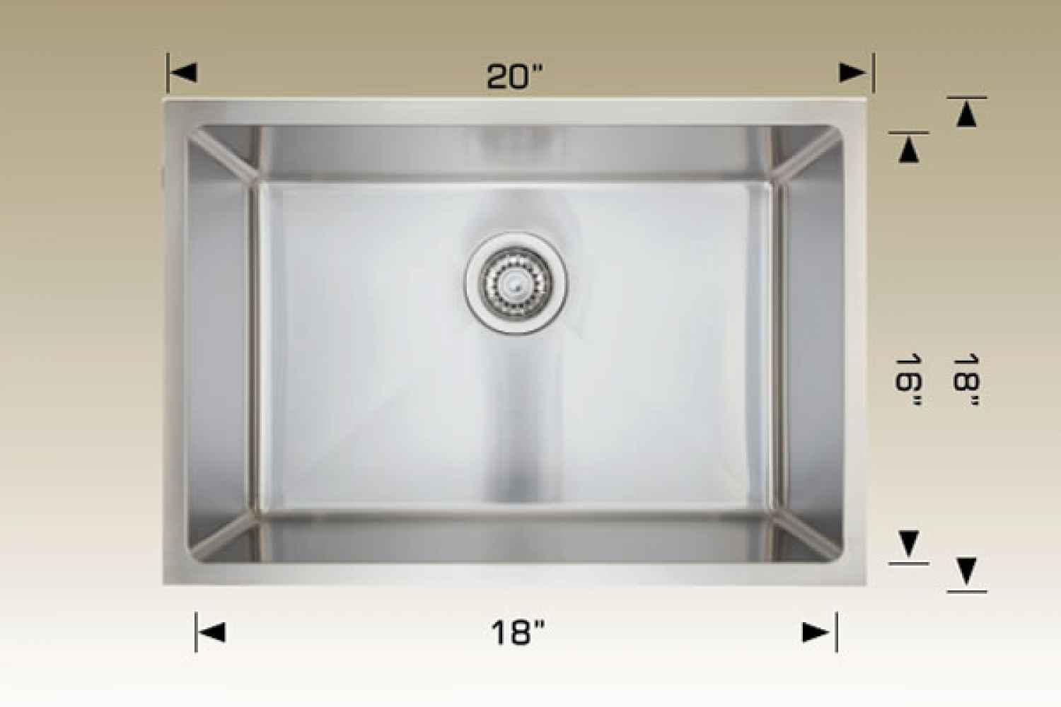 20-in. W Stainless Steel Kitchen Sink With 1 Bowl And 18 Gauge