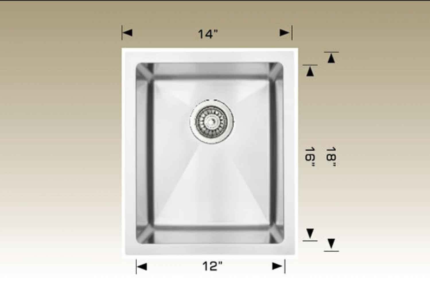 14-in. W Stainless Steel Kitchen Sink With 1 Bowl And 18 Gauge