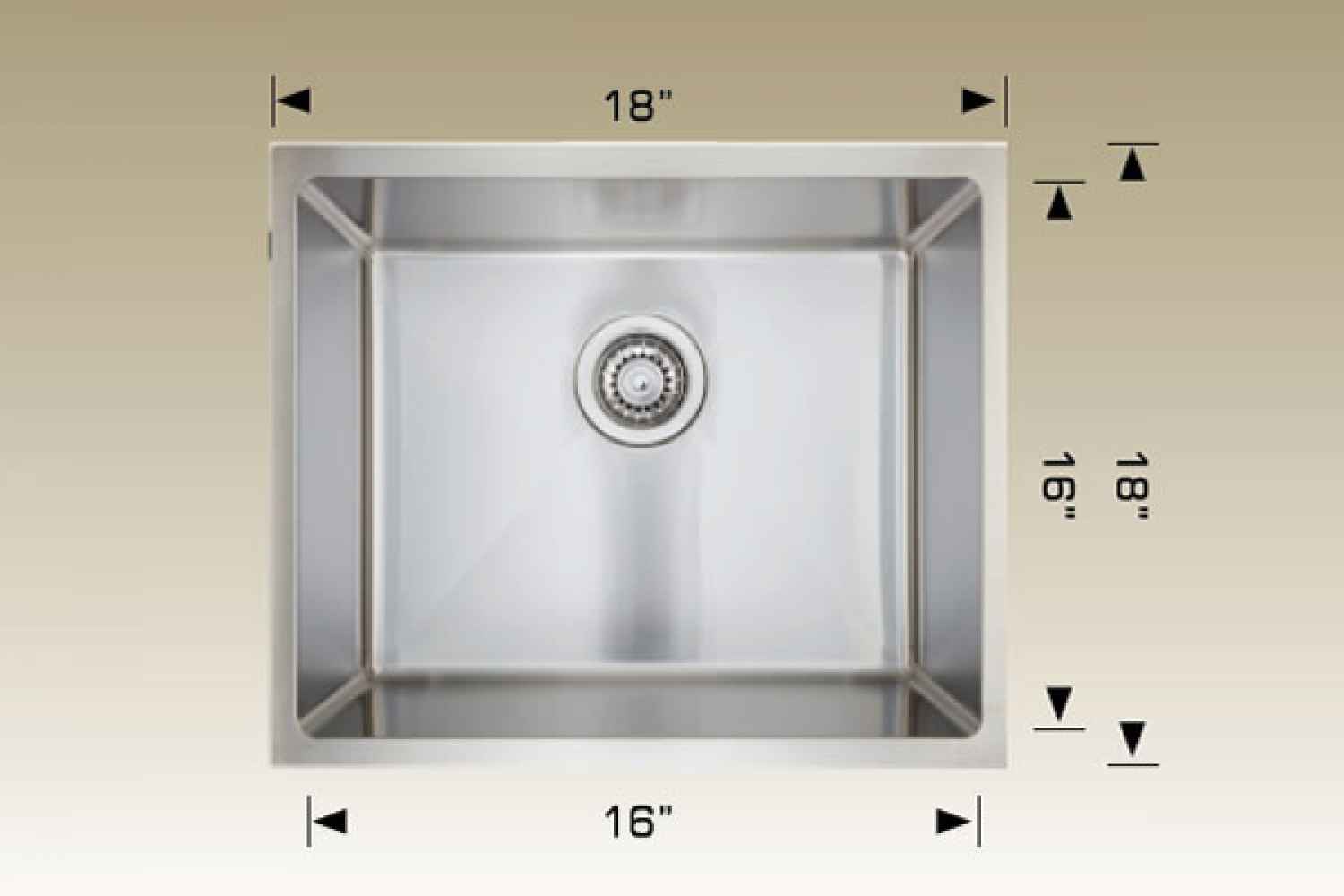 18-in. W Stainless Steel Kitchen Sink With 1 Bowl And 18 Gauge