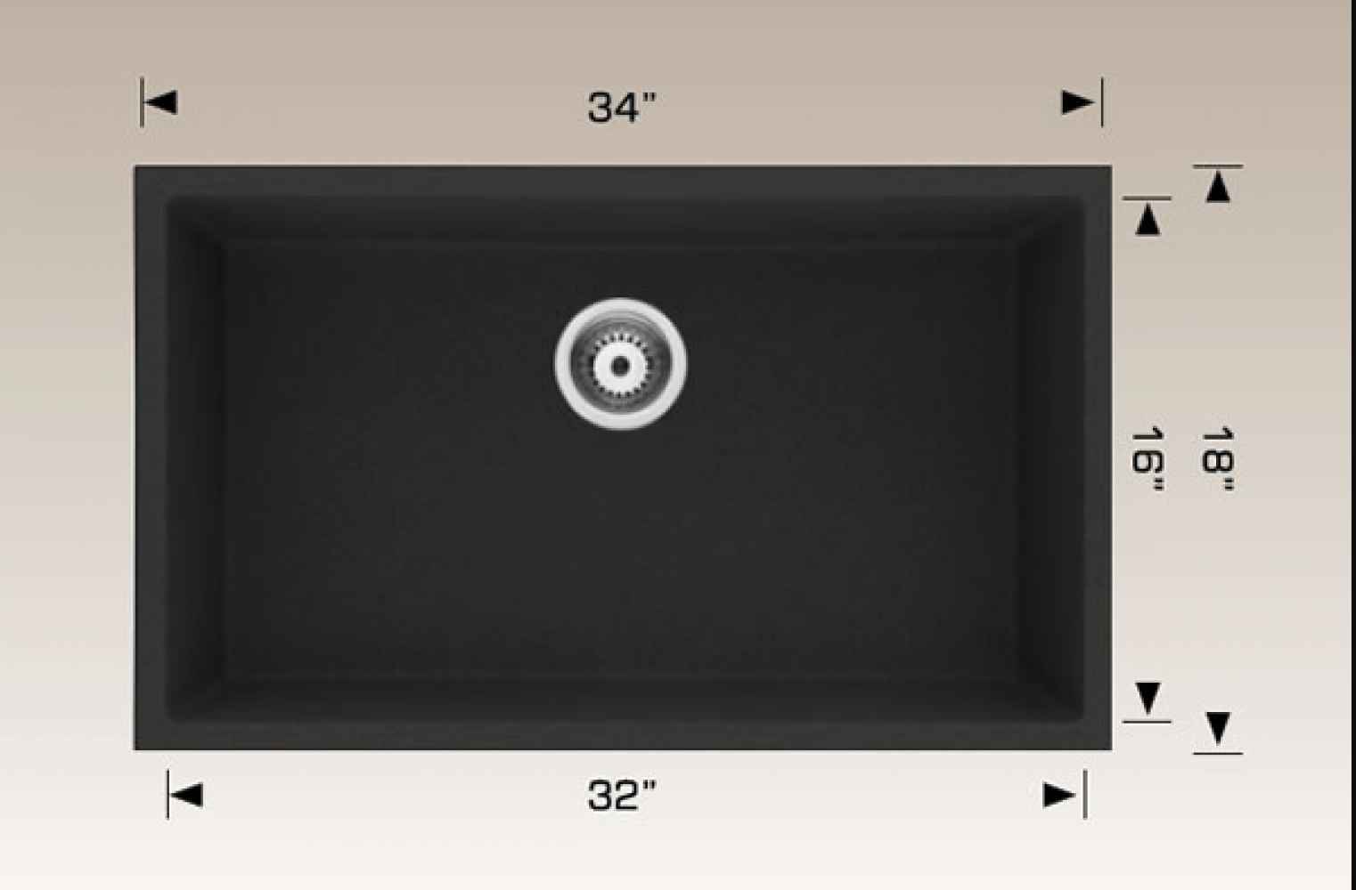 34-in. W CSA Approved Black Granite Composite Kitchen Sink With 1 Bowl