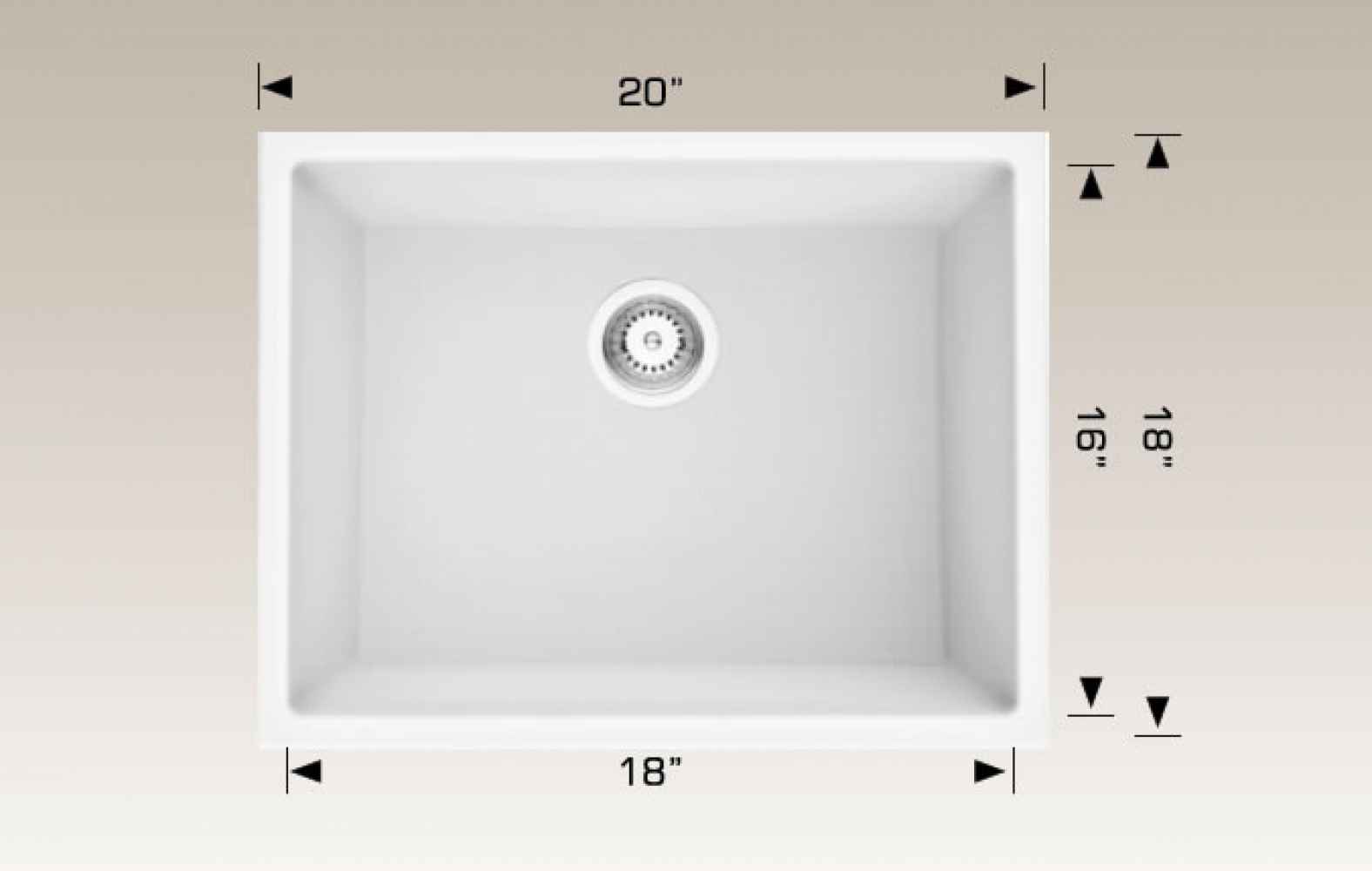 20-in. W CSA Approved White Granite Composite Kitchen Sink With 1 Bowl