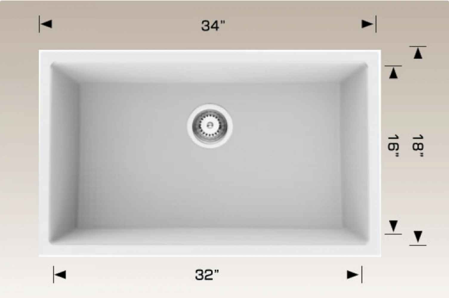 34-in. W CSA Approved White Granite Composite Kitchen Sink With 1 Bowl