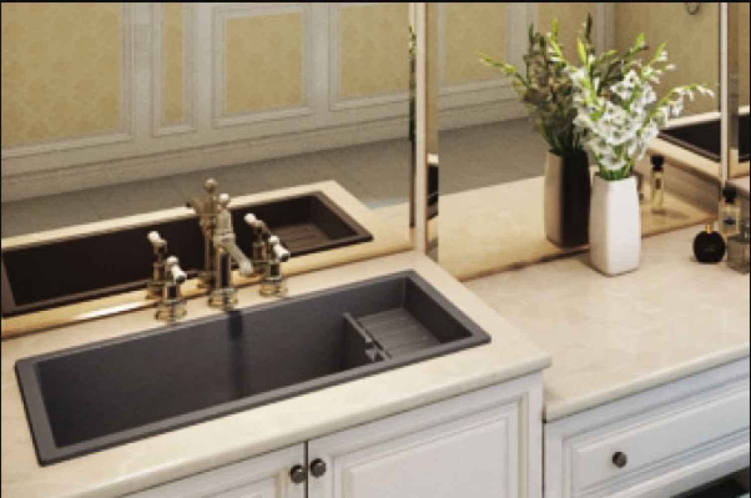36-in. W White Granite Composite Kitchen Sink With 1 Bowl