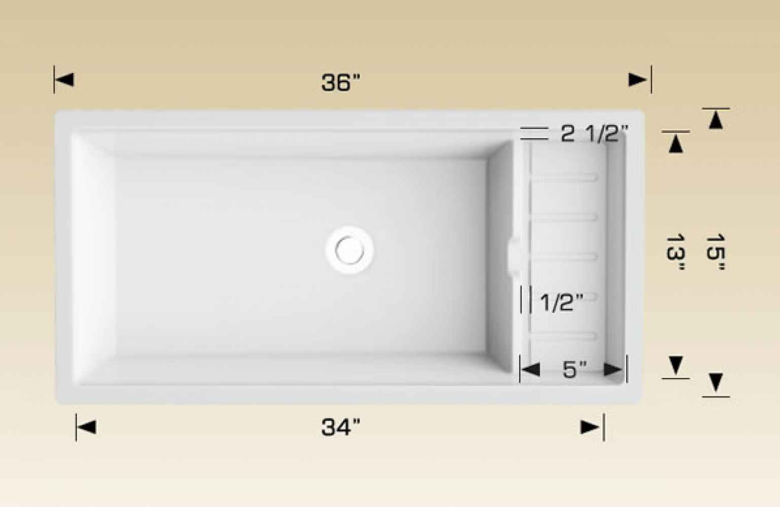 36-in. W White Granite Composite Kitchen Sink With 1 Bowl