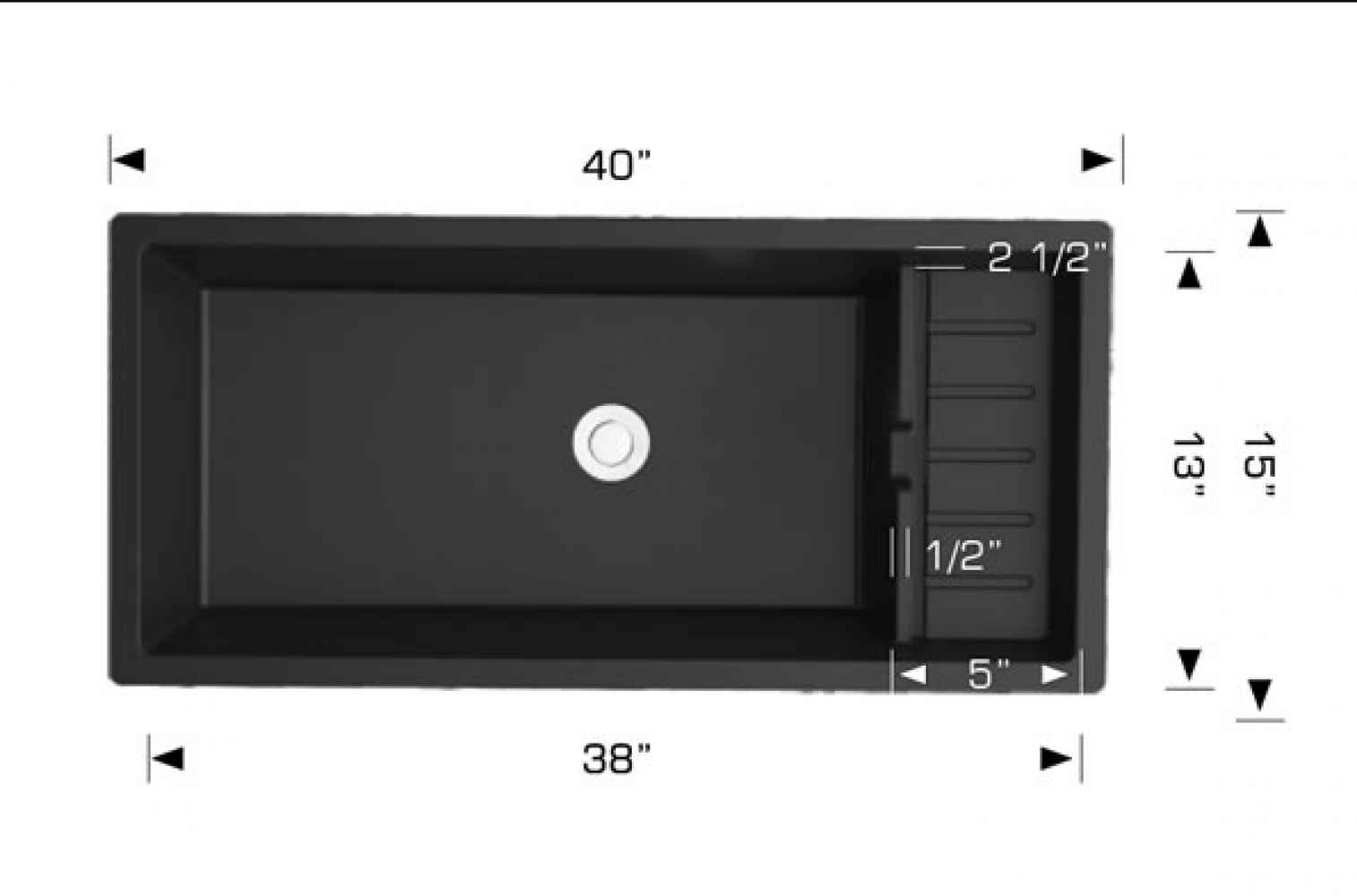 40-in. W Black Granite Composite Kitchen Sink With 1 Bowl
