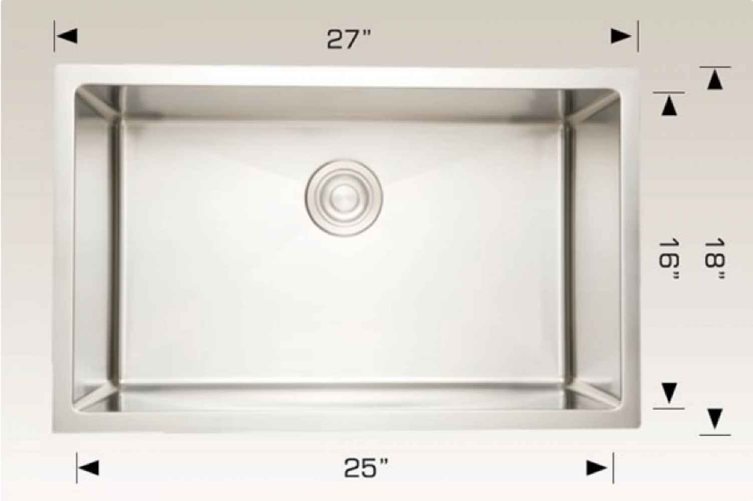27-in. W CSA Approved Stainless Steel Kitchen Sink With 1 Bowl And 16 Gauge