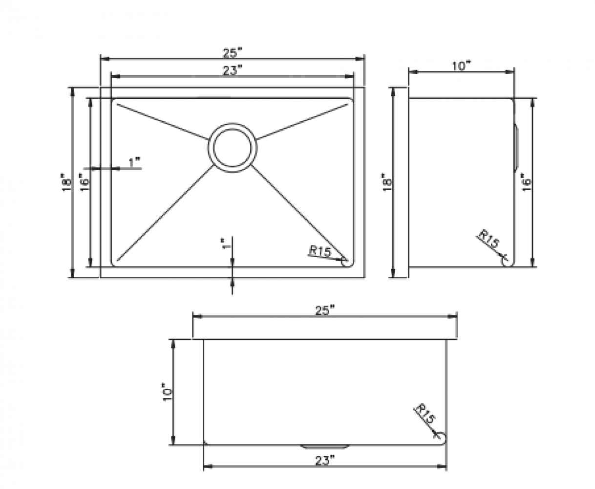 25-in. W CSA Approved Stainless Steel Kitchen Sink With 1 Bowl And 18 Gauge