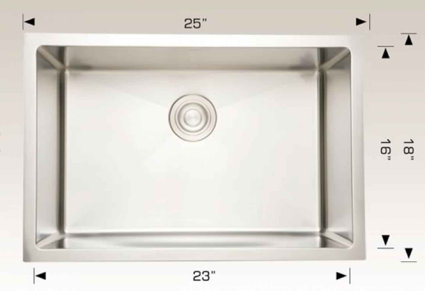 25-in. W CSA Approved Stainless Steel Kitchen Sink With 1 Bowl And 18 Gauge