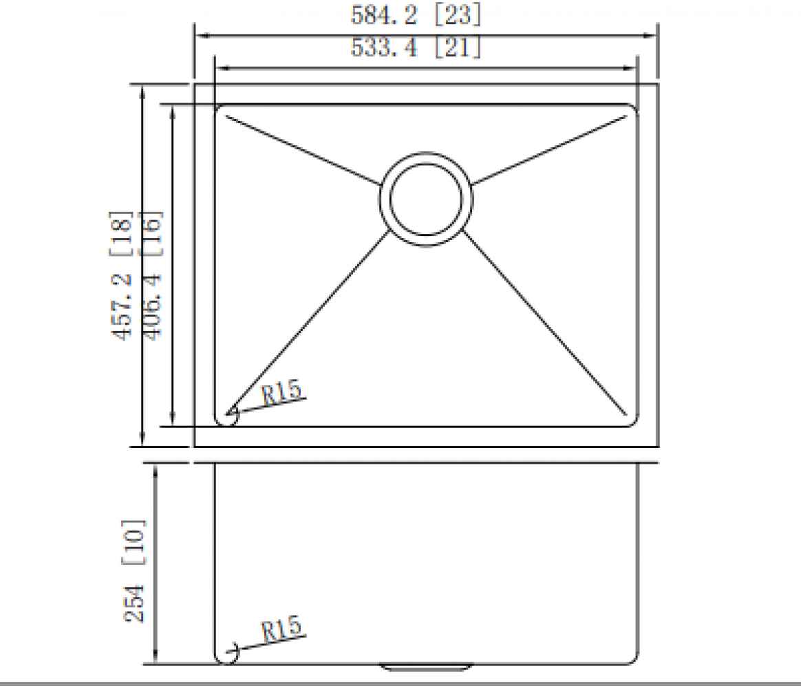 23-in. W CSA Approved Stainless Steel Kitchen Sink With 1 Bowl And 16 Gauge