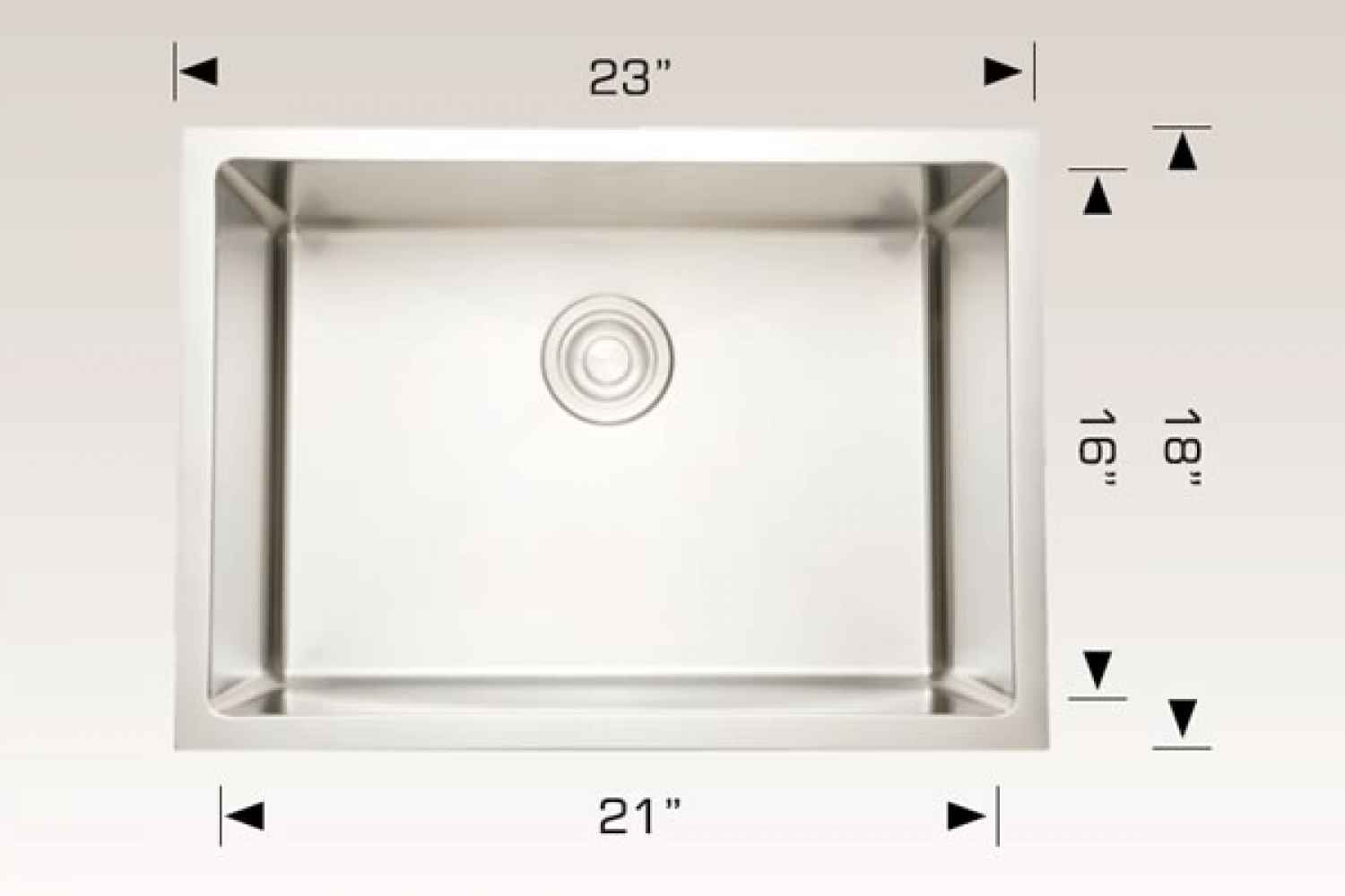 23-in. W CSA Approved Stainless Steel Kitchen Sink With 1 Bowl And 16 Gauge
