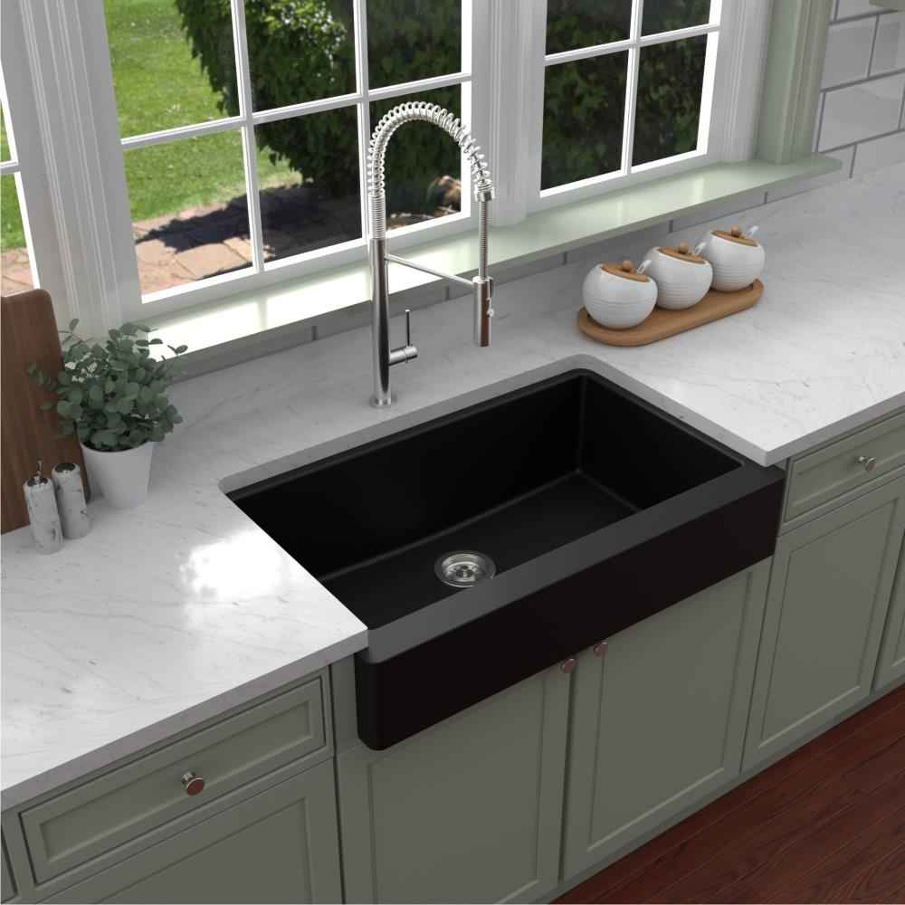 30-in. W CSA Approved Black Granite Composite Kitchen Sink With 1 Bowl