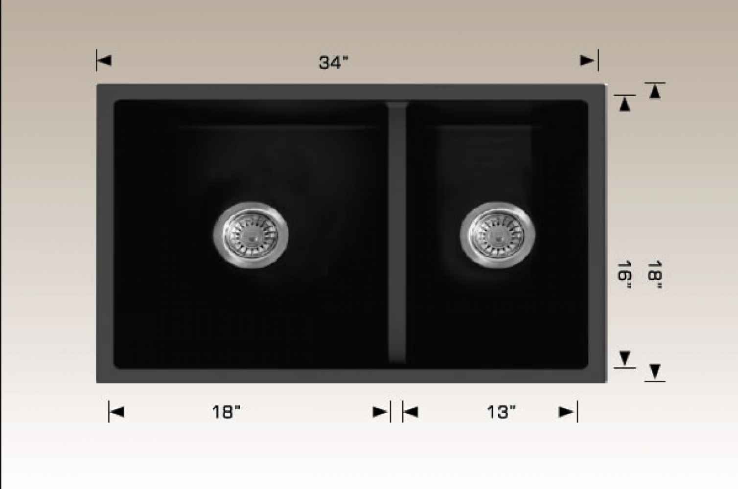 33-in. W CSA Approved Black Granite Composite Kitchen Sink With 2 Bowl