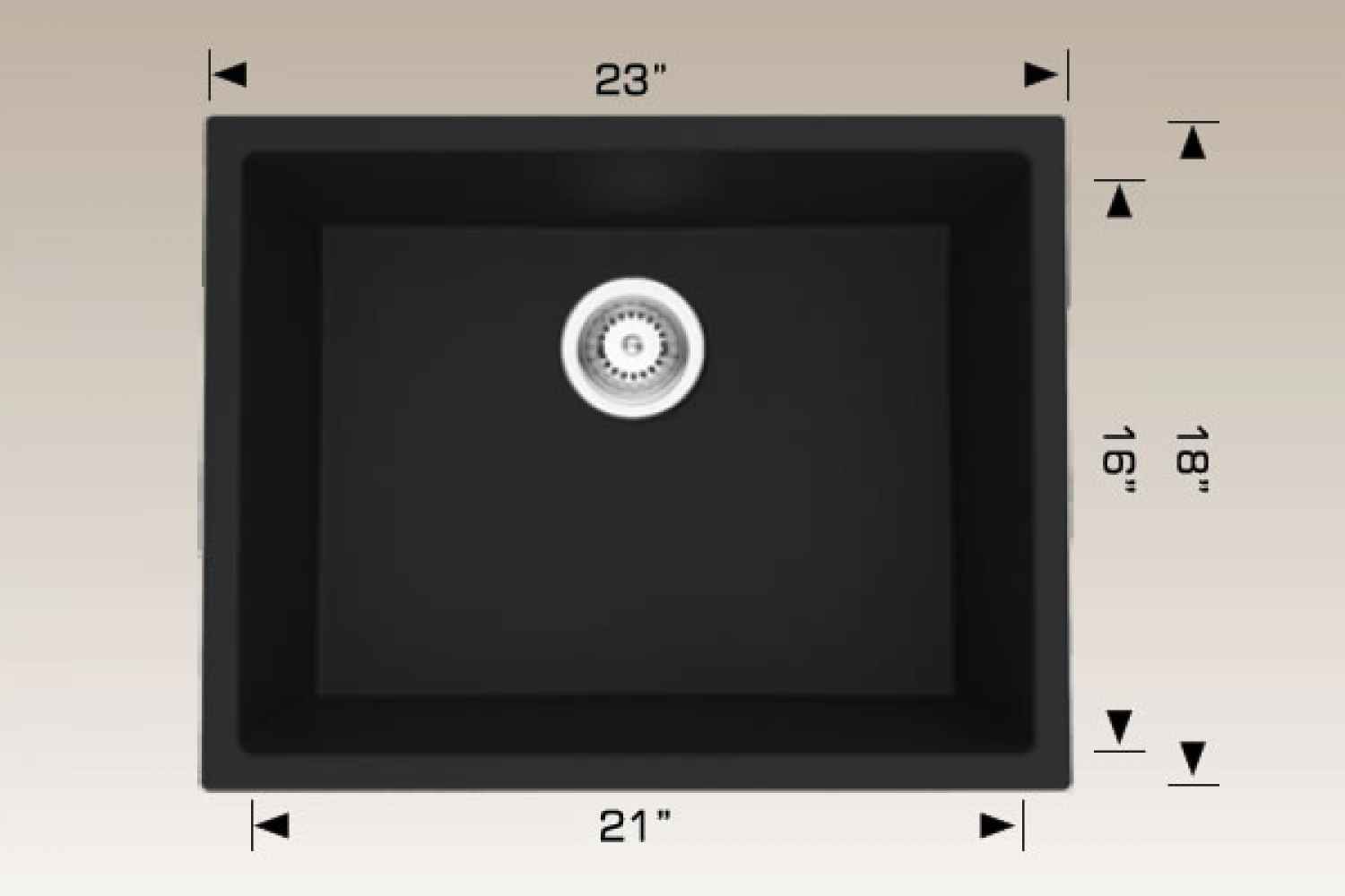23-in. W CSA Approved Black Granite Composite Kitchen Sink With 1 Bowl