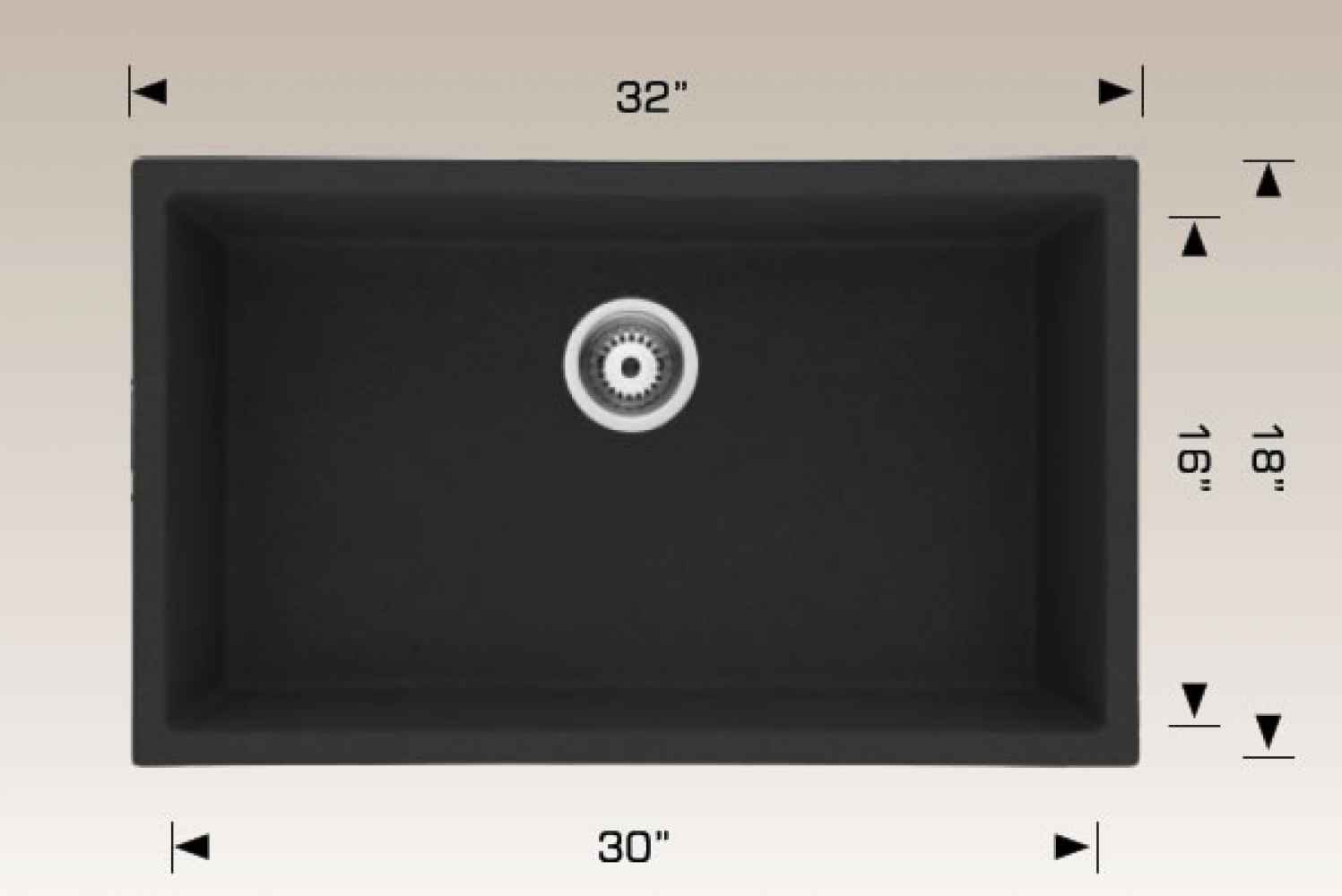 32-in. W CSA Approved Black Granite Composite Kitchen Sink With 1 Bowl