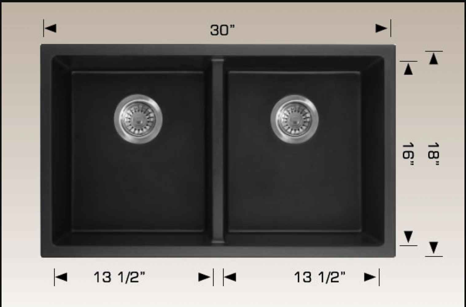 30-in. W CSA Approved Black Granite Composite Kitchen Sink With 2 Bowl