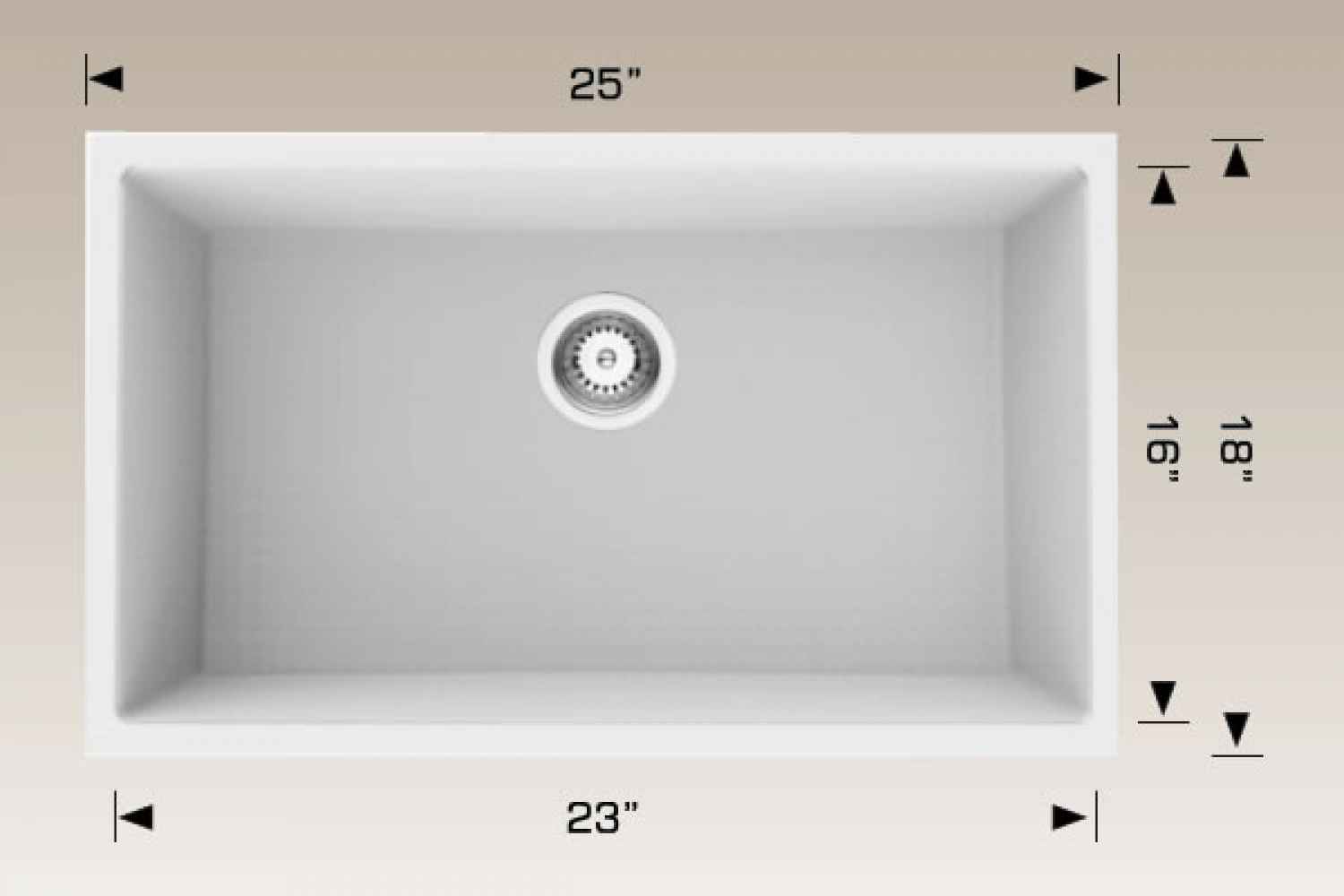 25-in. W CSA Approved White Granite Composite Kitchen Sink With 1 Bowl