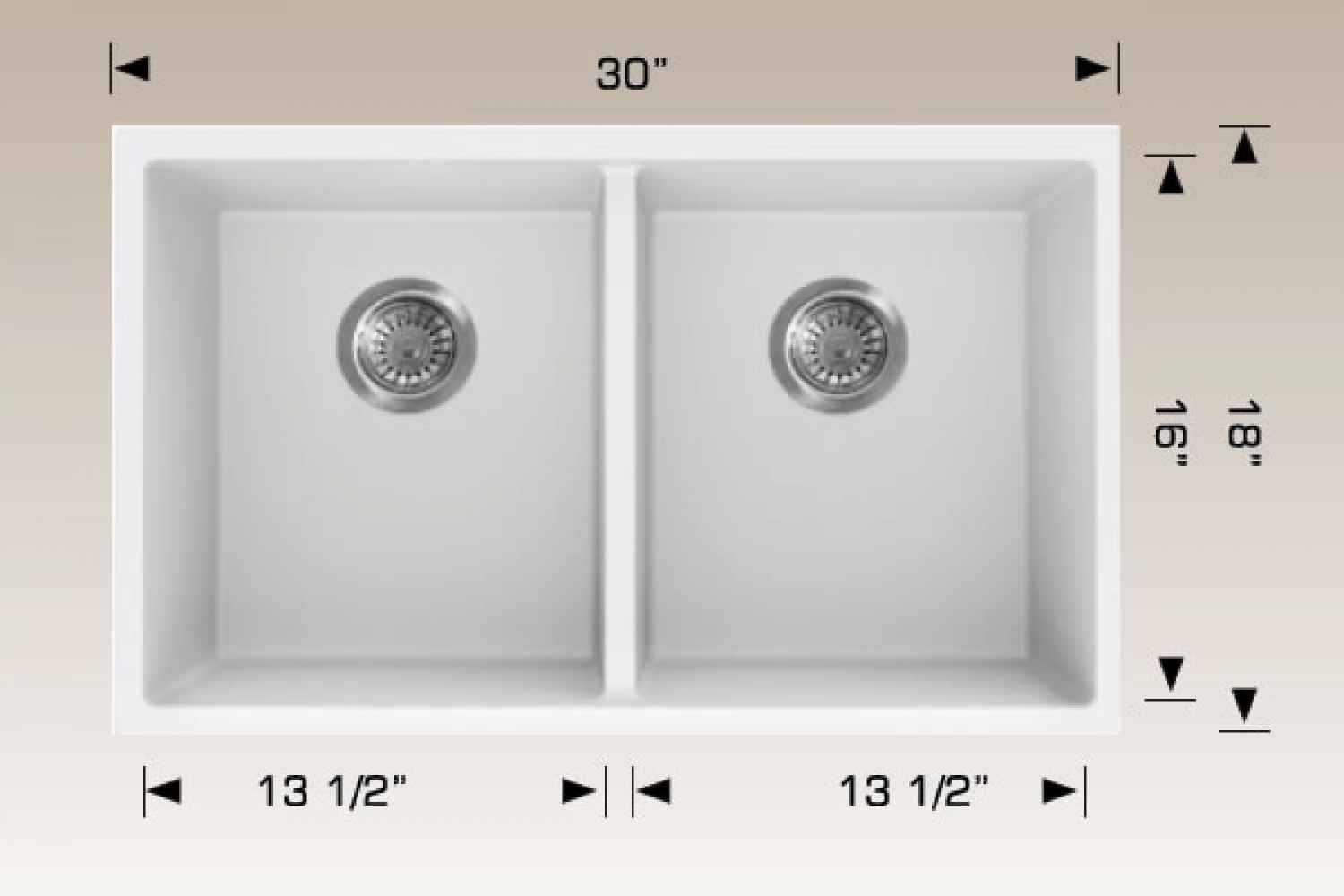 30-in. W CSA Approved White Granite Composite Kitchen Sink With 2 Bowl