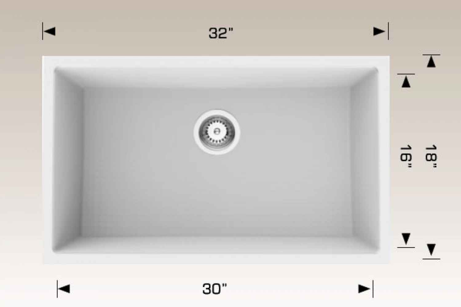 32-in. W CSA Approved White Granite Composite Kitchen Sink With 1 Bowl