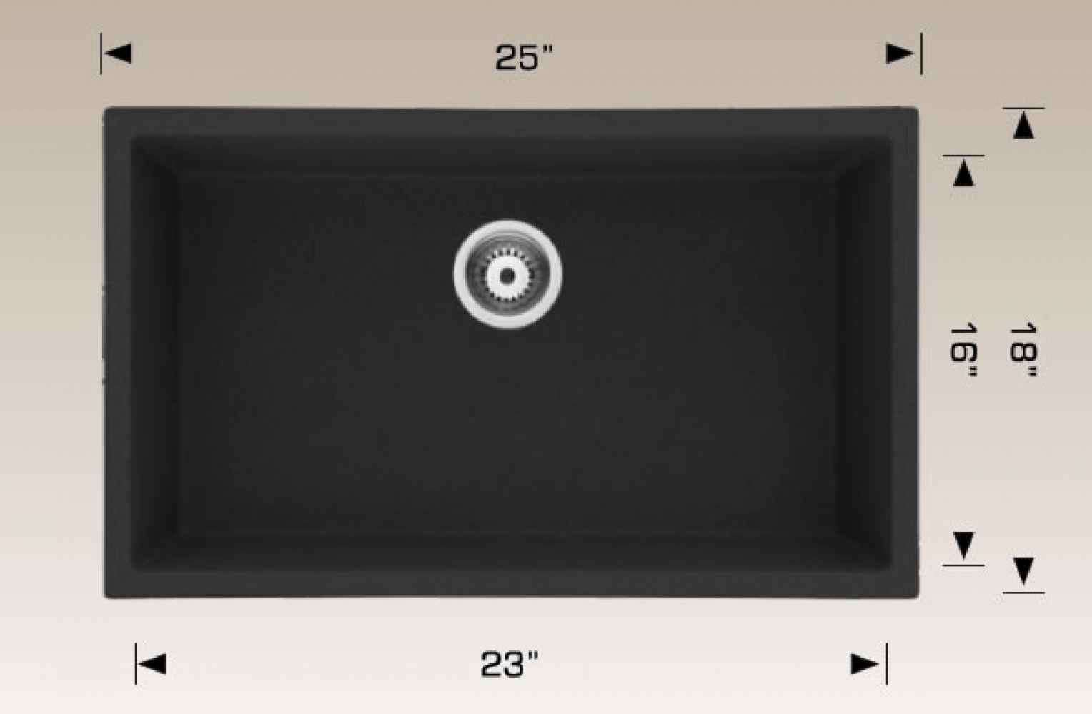 25-in. W CSA Approved Black Granite Composite Kitchen Sink With 1 Bowl