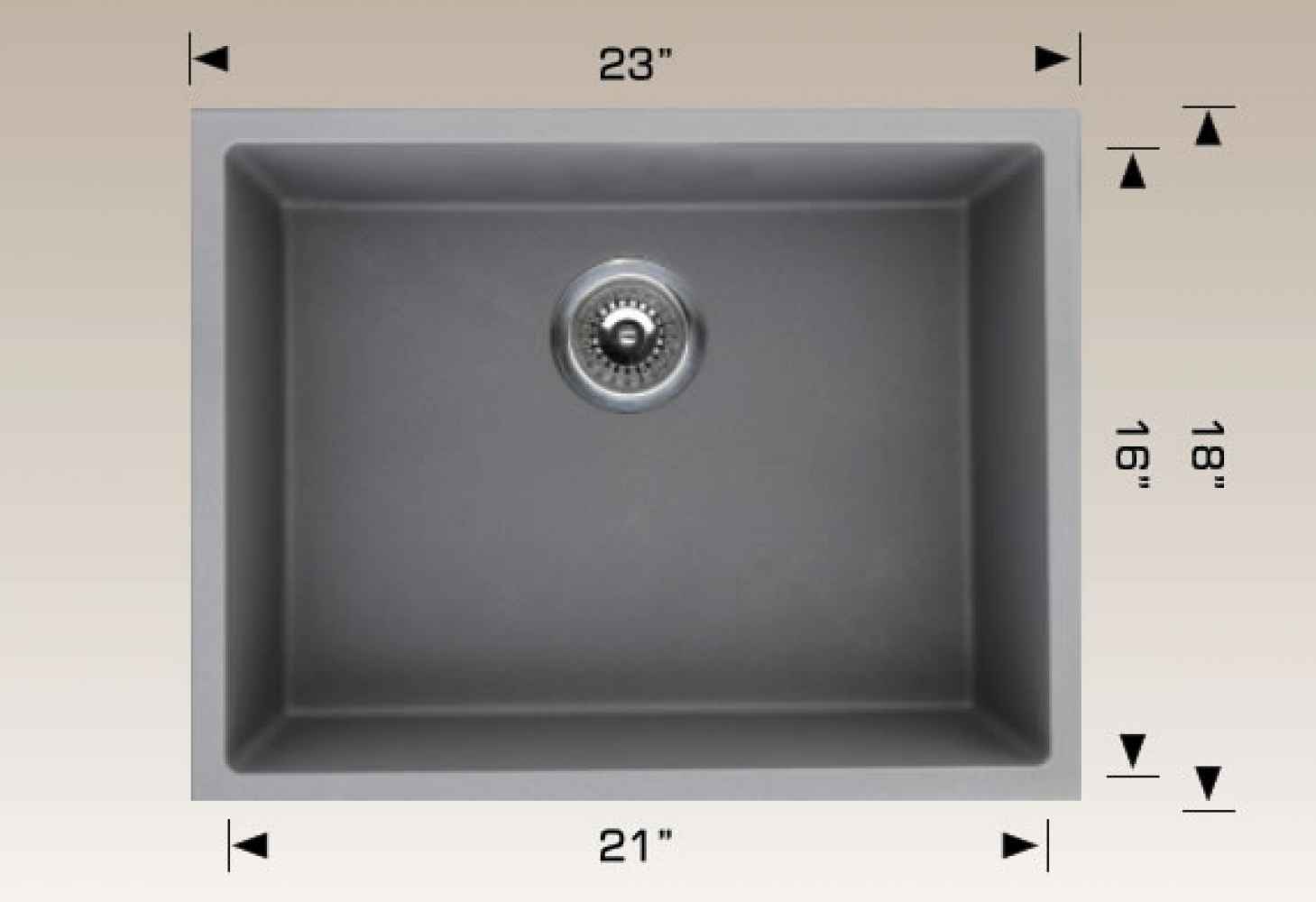 23-in. W CSA Approved Grey Granite Composite Kitchen Sink With 1 Bowl