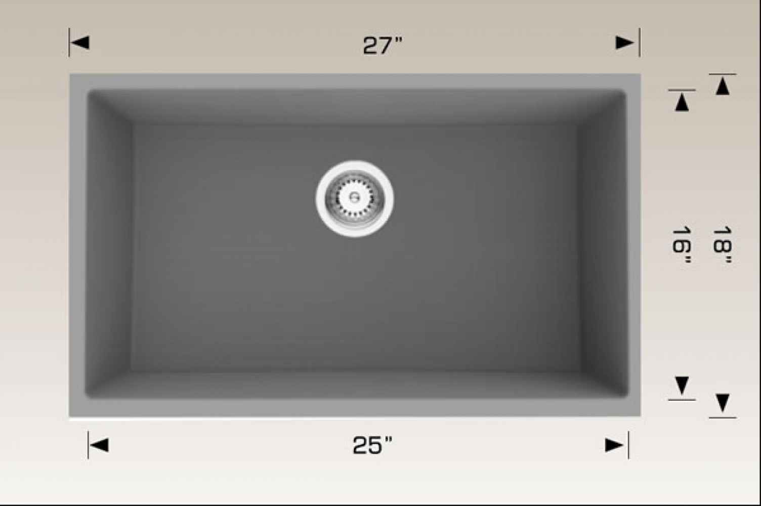 27-in. W CSA Approved Grey Granite Composite Kitchen Sink With 1 Bowl