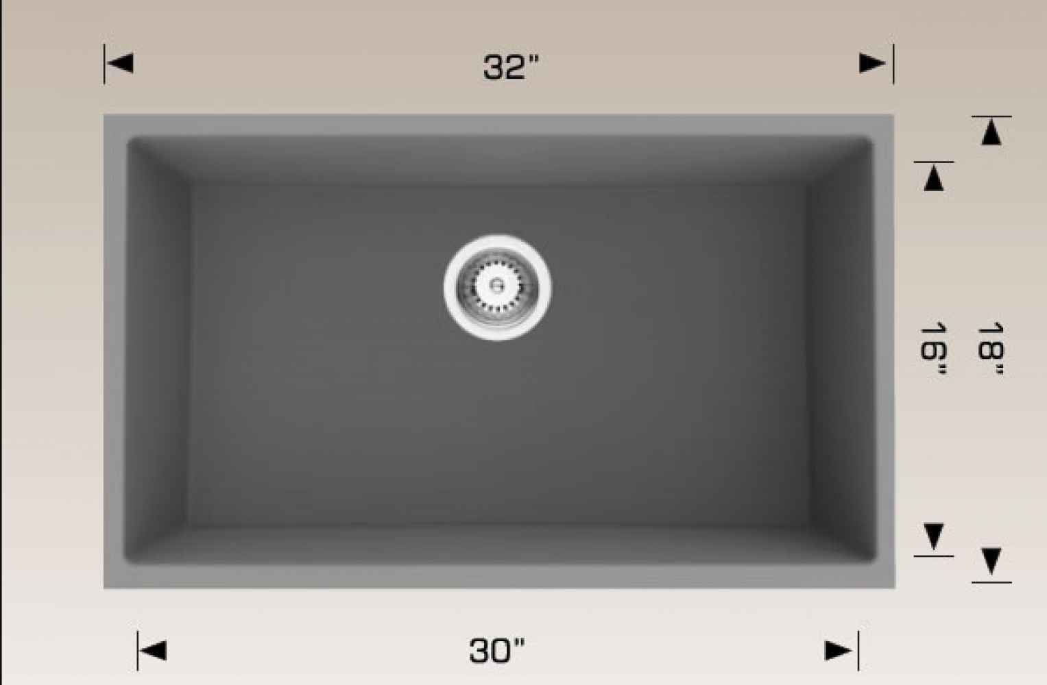 32-in. W CSA Approved Grey Granite Composite Kitchen Sink With 1 Bowl