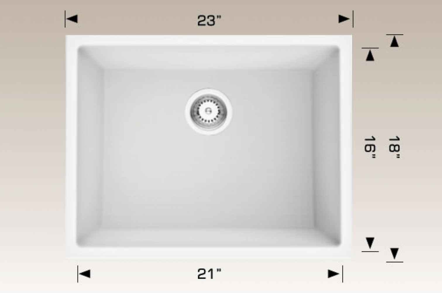 23-in. W CSA Approved White Granite Composite Kitchen Sink With 1 Bowl