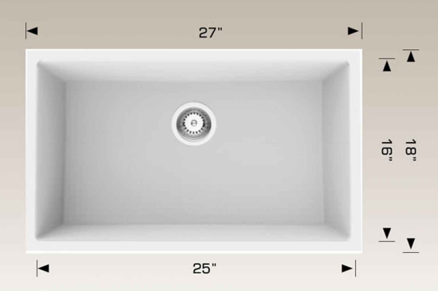 27-in. W CSA Approved White Granite Composite Kitchen Sink With 1 Bowl
