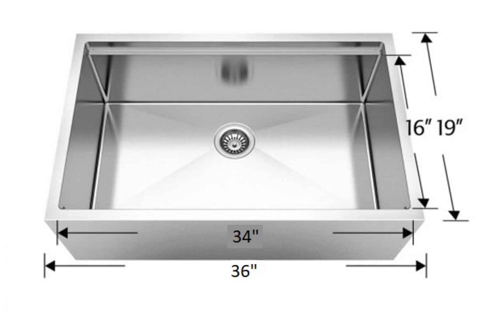 36-in. W CSA Approved Stainless Steel Kitchen Sink With 1 Bowl And 16 Gauge