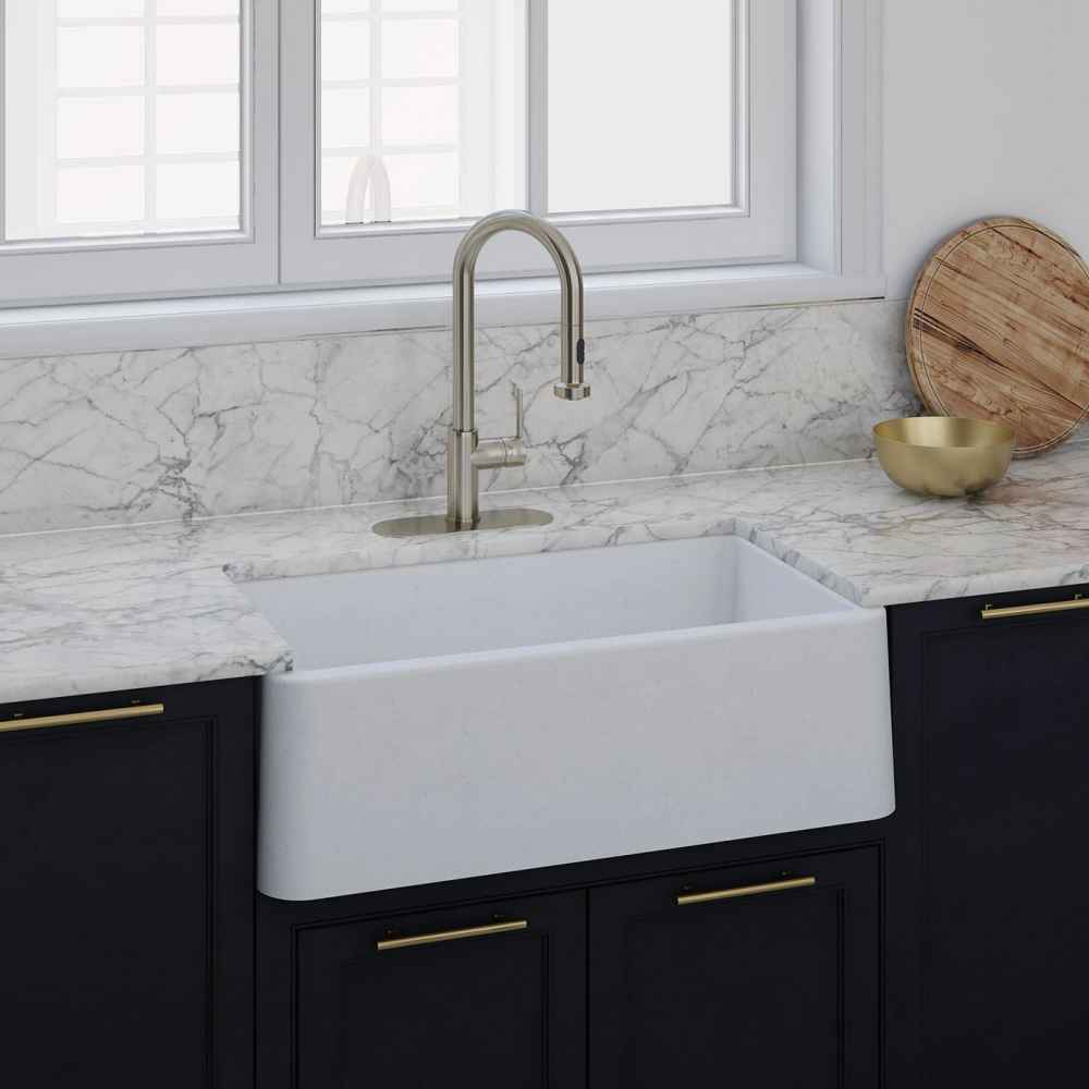 30-in. W CSA Approved White Granite Composite Kitchen Sink With 1 Bowl