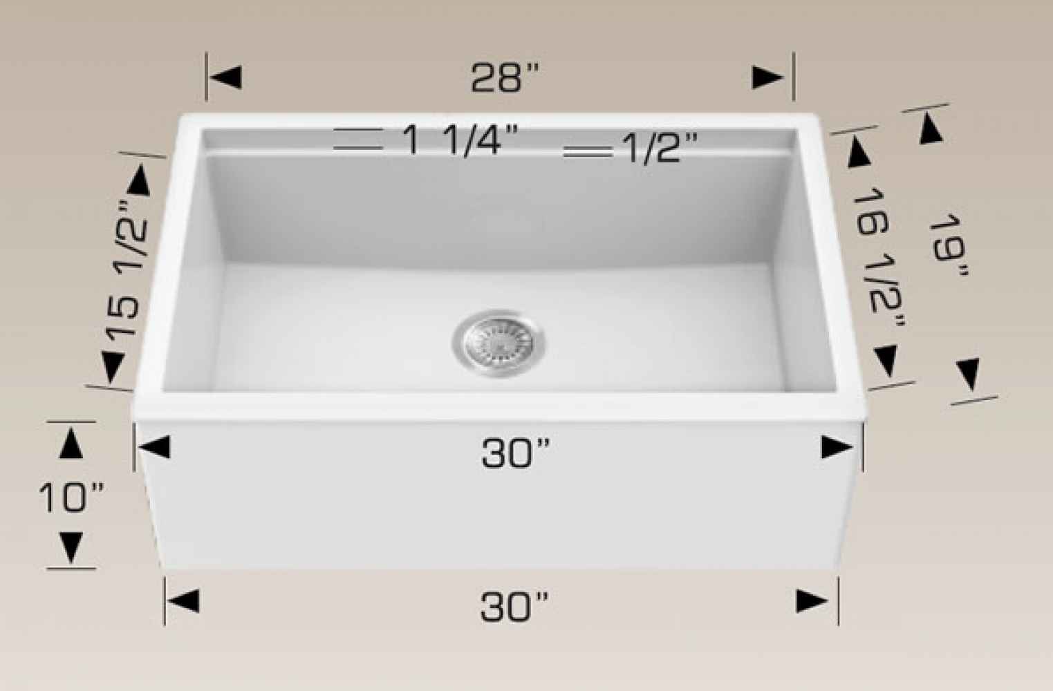 30-in. W CSA Approved White Granite Composite Kitchen Sink With 1 Bowl