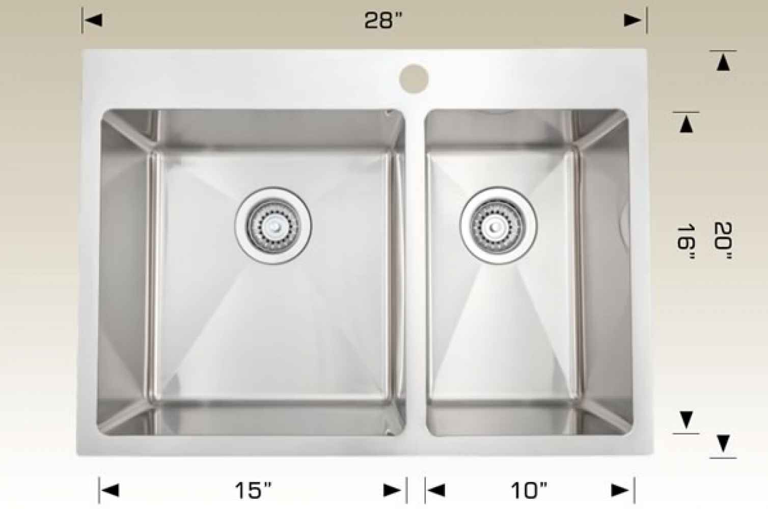 28-in. W CSA Approved Stainless Steel Kitchen Sink With 2 Bowl And 18 Gauge