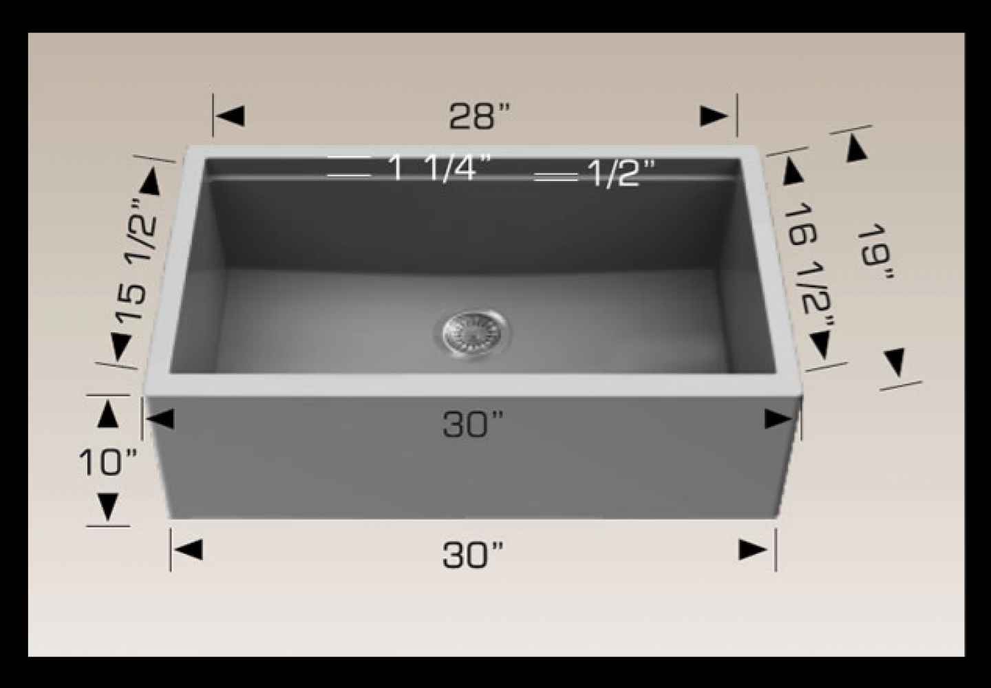 30-in. W CSA Approved Grey Granite Composite Kitchen Sink With 1 Bowl