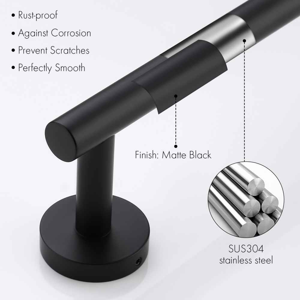 16 in. x  2.5 in. x  1.5 in.  Black Towel Bar Stainless Steel