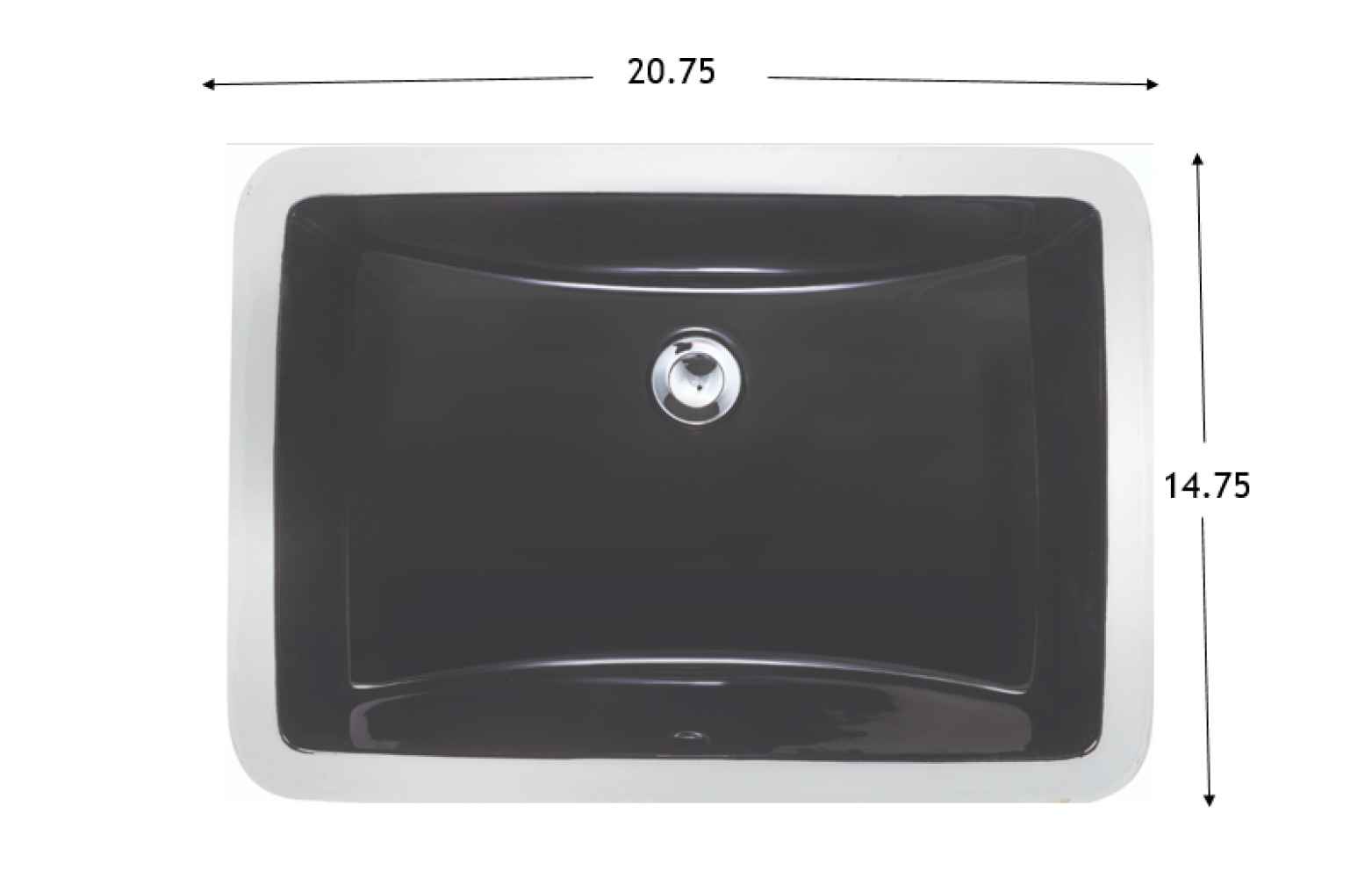 20.75-in. x 14.75-in. Ceramic Bathroom Undermount Sink In Black CSA