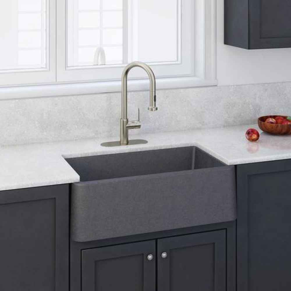 33-in. W CSA Approved Grey Granite Composite Kitchen Sink With 1 Bowl