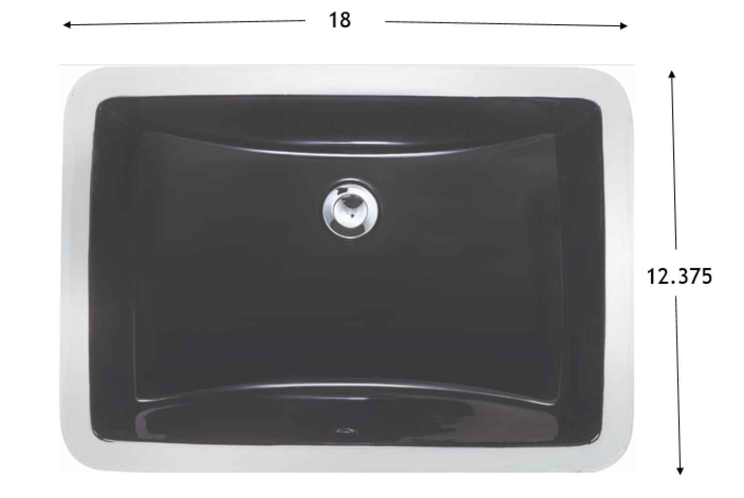 18-in. x 12.375-in. Ceramic Bathroom Undermount Sink In Black CSA